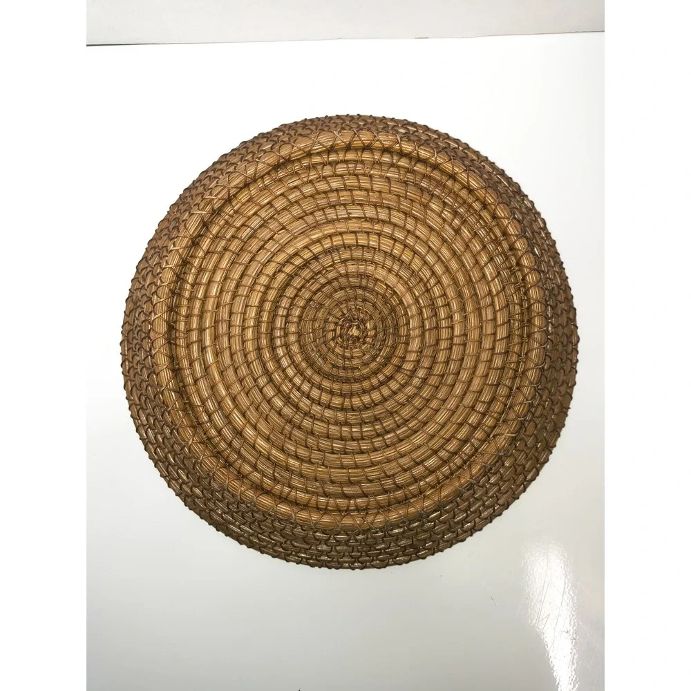 Coiled Handmade Woven Bowl Basket Plate Table Or‎ Wall Decor Pine Needle Straw